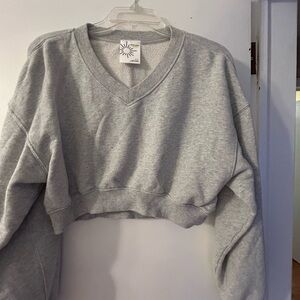 Offline by Aerie Cropped V-Neck Sweatshirt – Size Small 🩶